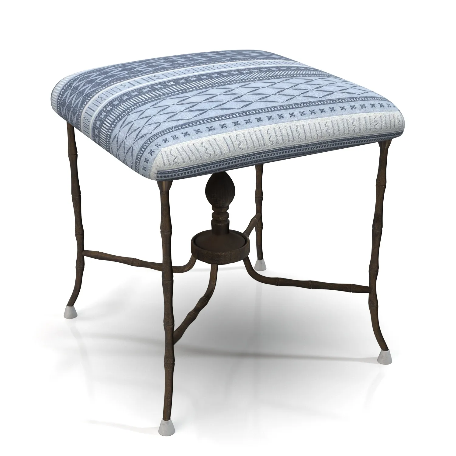 Antique Metal Stool With Seat Covered PBR 3D Model_01